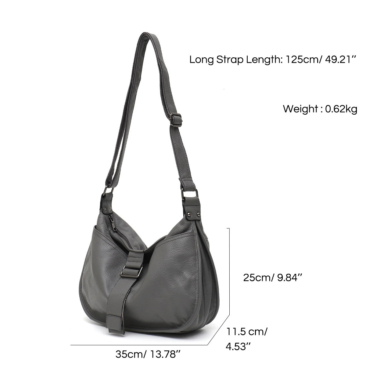 Women Style Genuine Leather Shoulder Bag Multi Pockets Casual Daily Slouchy Preppy Chic Handbag Messenger Satchel Purse 260306