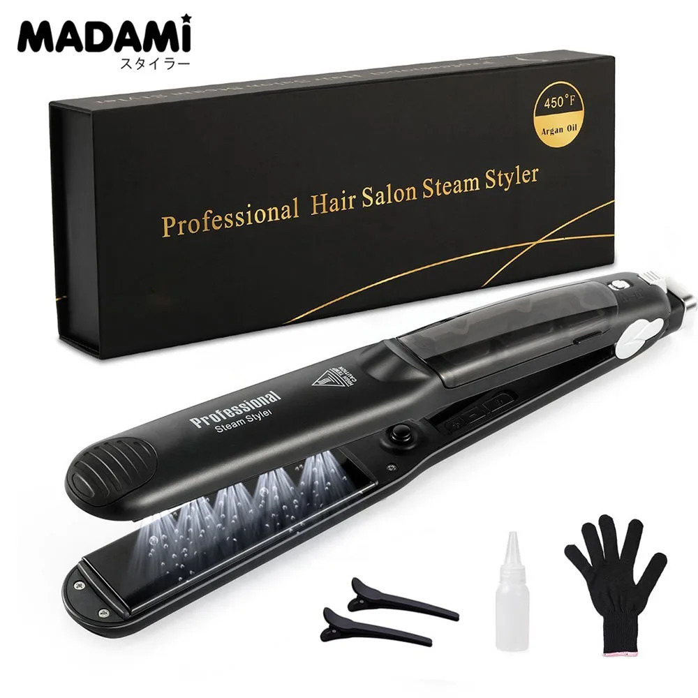 Steam Hair Straightener Professional Ceramic Vapor Flat Iron 450 Fast Heat Argan Oil Treatment Hair Care Tools 260305
