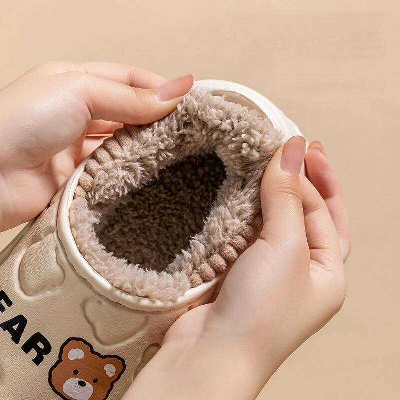 Litfun Winter Fluffy For Women Waterproof Soft Sole Plush Lining Indoor Slides Furry Warm Cozy Women's Slippers