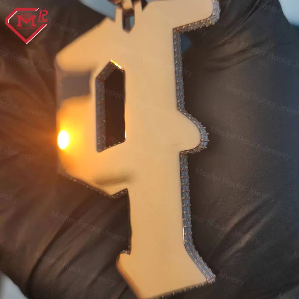 Hip Hop Letter Initial Custom Pendant Iced Out 925 Sterling Silver Custom Moissanite Pendant