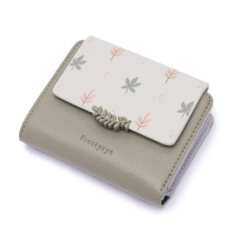 Maple Leaf Print Women Small Wallet Zipper Coin Purse Ladies Short Wallets Female Mini Square Money Bag PU Leather Card Holders C260304