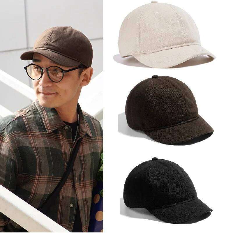 Adjustable Baseball Cap for Men and Women, Short Brim, 100% Cotton, Daily Sports, Large Hats, K-pop Y260304