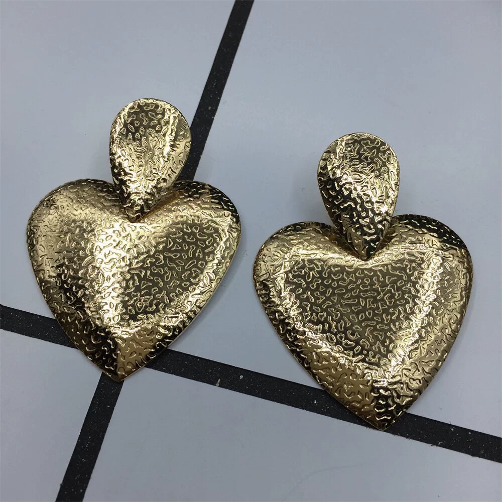 Glamorous Statement Pieces: Sparkly Giant Hearts Hoop Earrings