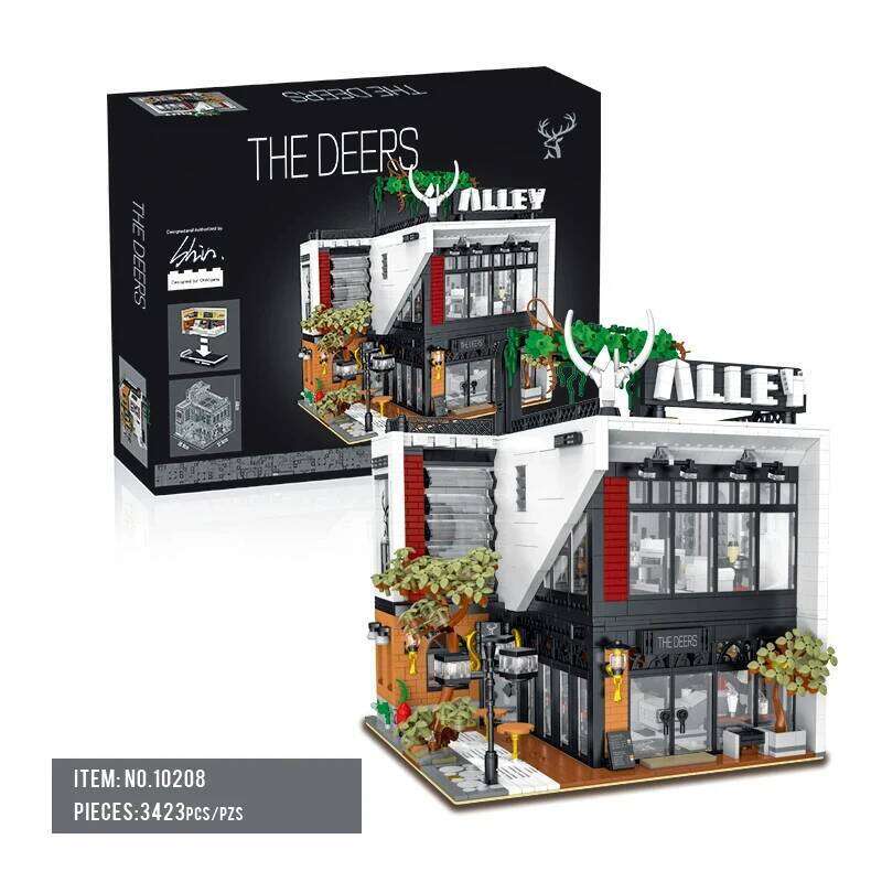 Milk Tea Shop Building Blocks Modern Villa Modular City Architecture MOC Bricks Set With Light Street View Sets Kid DIY Toy Gift Z260305