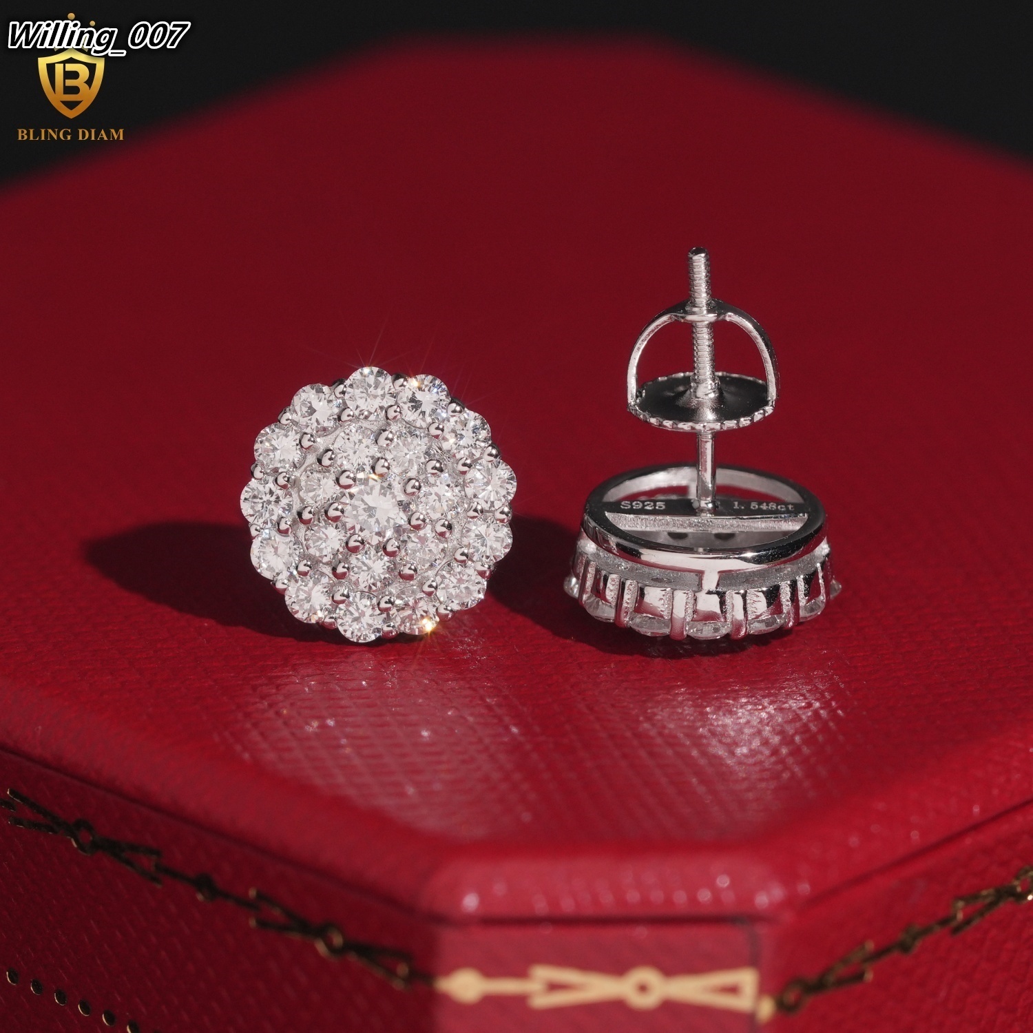 Hot Sale Fine Jewelry 11mm 925 Sterling Silver Diamond Lab Diamond Earring Iced Out Jewelry Earring Women with IGI Certification