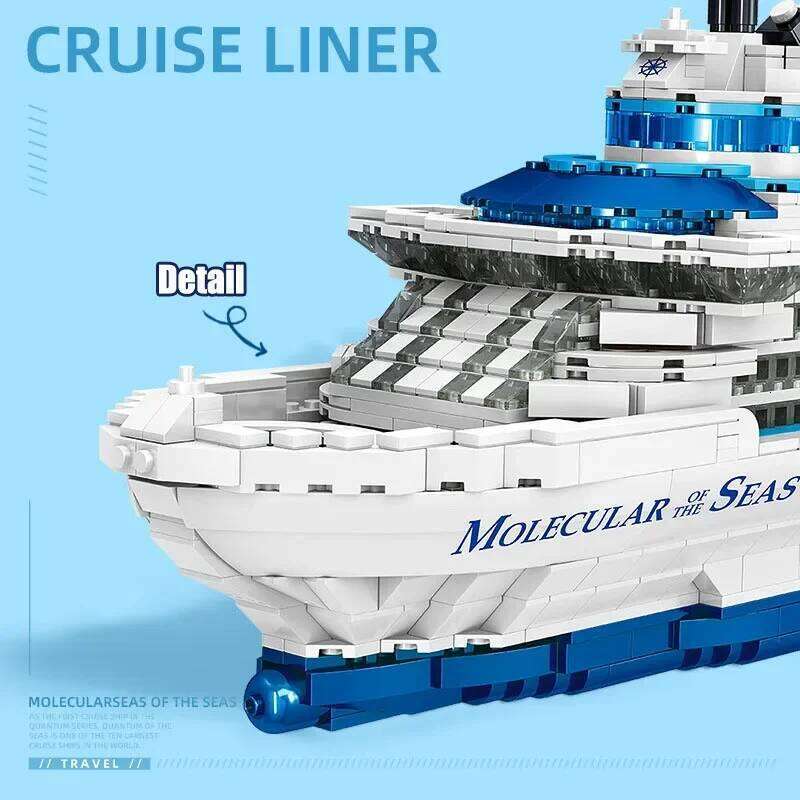 2428PCS Luxury Sea Cruise Liner Building Blocks Ocean Going Ship Model Bricks With Display Stand Kids Toy Holiday Gifts Z260305