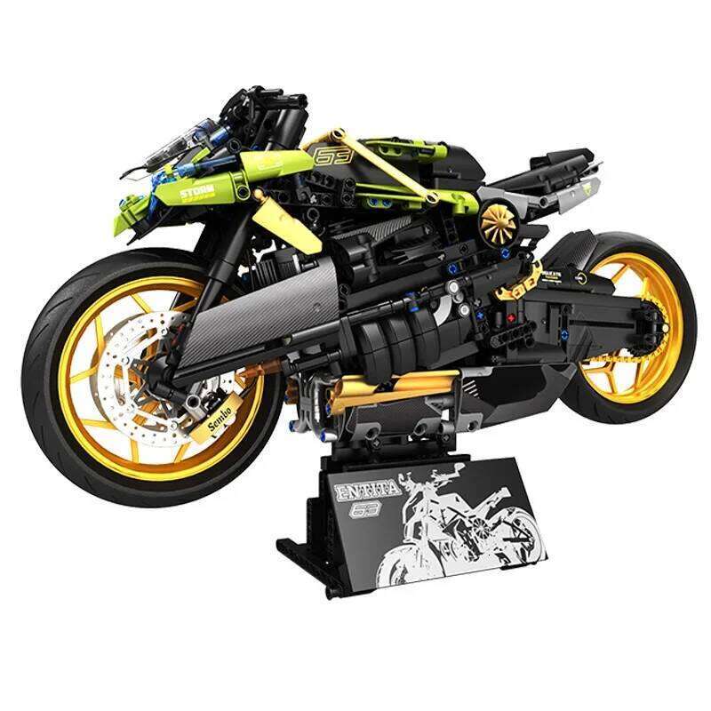 Moc 713800 High Tech City Sports Rapid Racing Motorcycle Motorbike Locomotive Modular Brick Model Building Blocks Boys Gifts Toy Z260305