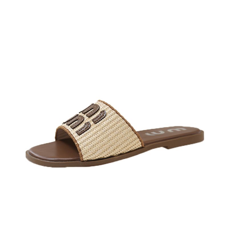 Plussize Flat Flip-Flops For Women Wear New Summer Letter Weave Holiday Beach Cool Slippers