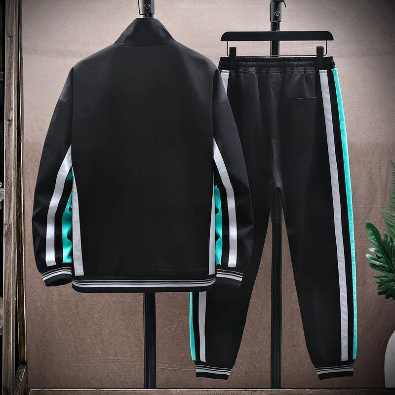 Autumn Men 2 Piece Sets Patchwork Tracksuits Sportswear Mens Jacket + Pant Tracksuit Male Sweatshirt Casual Suit Set