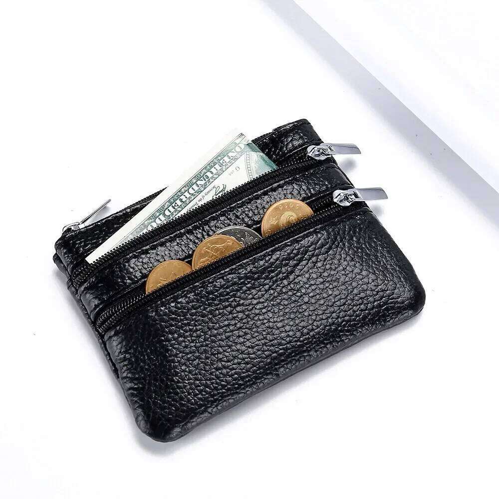 3 Zipper Bag Genuine Leather Pocket Money Coin Purses Small Wallet Women's Home Key Multifunctional Credit Card Holder Pouch C260304