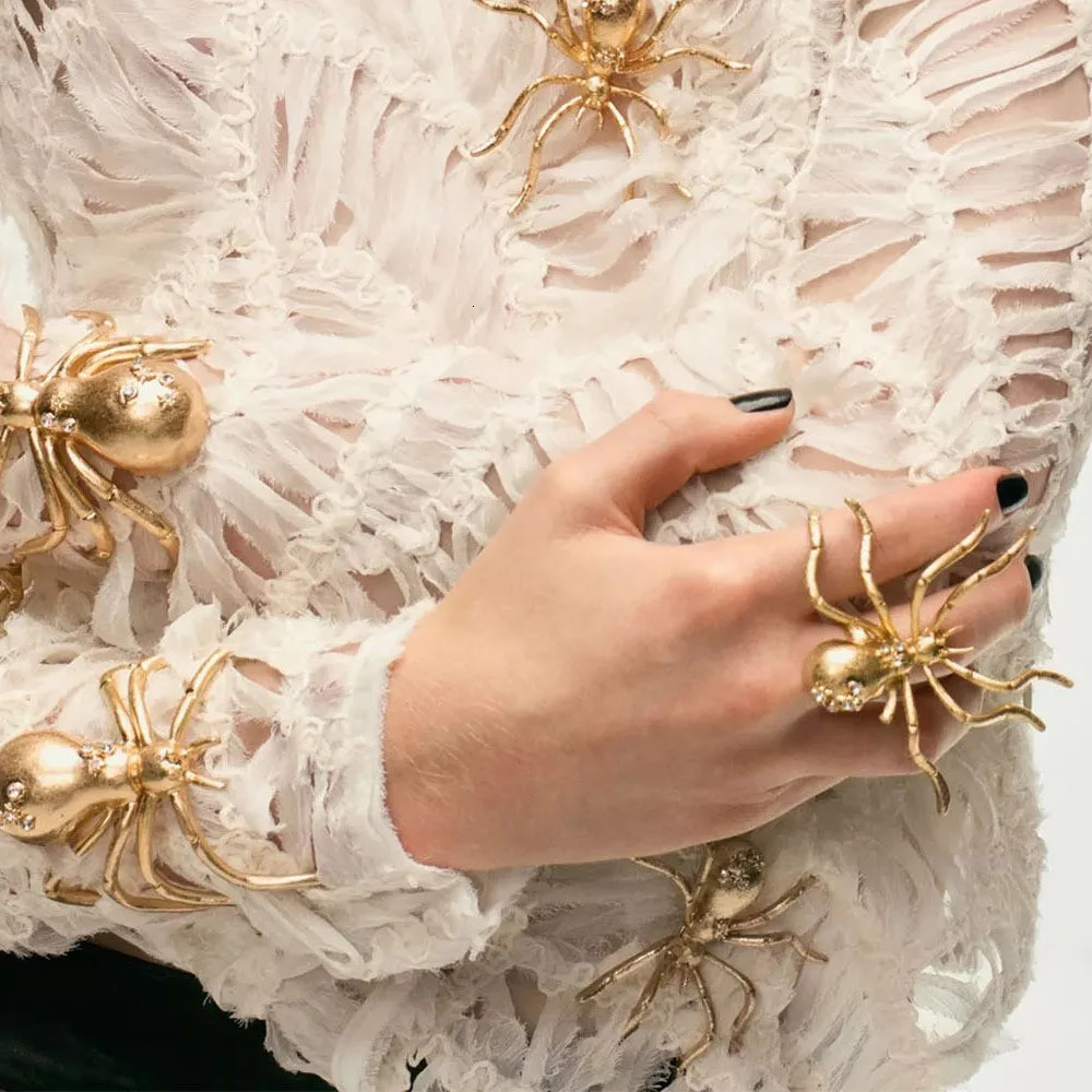 Exaggerated Metal Spider Animal Ring for Women European American Personality Unique Vintage Jewelry Party Accessories 260302