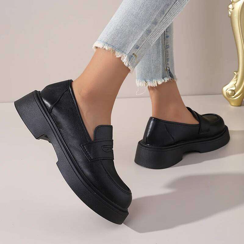 2025 Autumn & Winter New Women's Shoes, Retro British Style Thick-Soled, Comfortable Casual Office Shoes