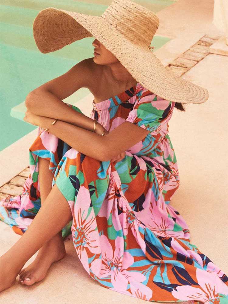 Comfortable and casual slanted shoulder floral womens dress for daily vacation style 2026 spring/summer new dress X260306