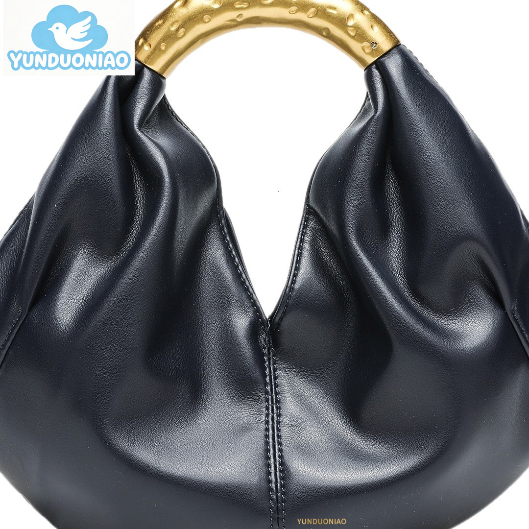 YUNDUONIAO new metal decoration fashionable handbag soft leather high-end dumpling bag mini pleated handbag trendy handbag