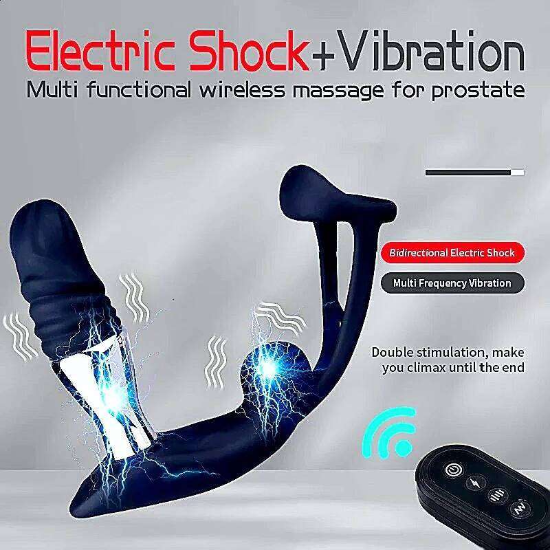Prostate Massager With Vibrating Electric Shock Features Remote Control Stretching Anal Stimulator For Male Masturbation Toys W260305