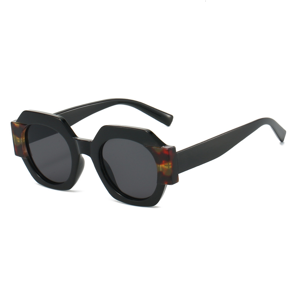 25 New Round Color Block Fashion European and American Style Personality UV Protection High-End Sunglasses
