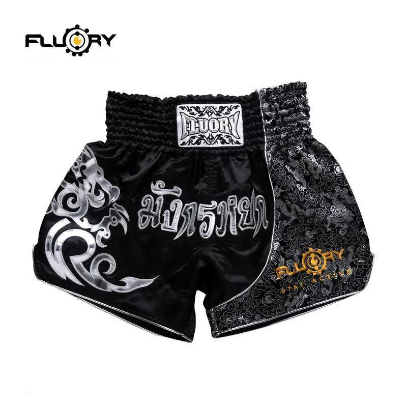 Fluory Thai Boxing Shorts Printing Fight Trunks Boxing Shorts Embroidery Patches MMA Shorts X260306