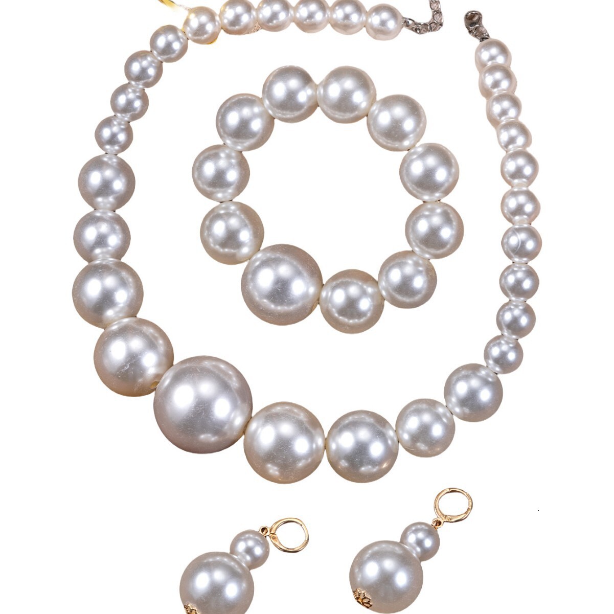 Light Luxury Retro Fashion Exquisite Jewelry Unique And Novel Four-Piece Set Niche Design Pearl Necklace Set Chain