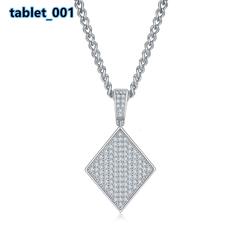 Block-style Hip Hop Necklace with S925 Silver Pendant Set with Moissanite
