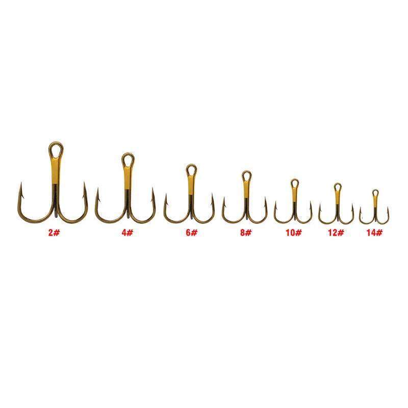 PRO BEROS 100pcs/pack Super Sharp Barbed Hook Treble Fishing Hooks 2/4/6/8/10/12/14# High Carbon Steel Tackle Fishhooks Y260305