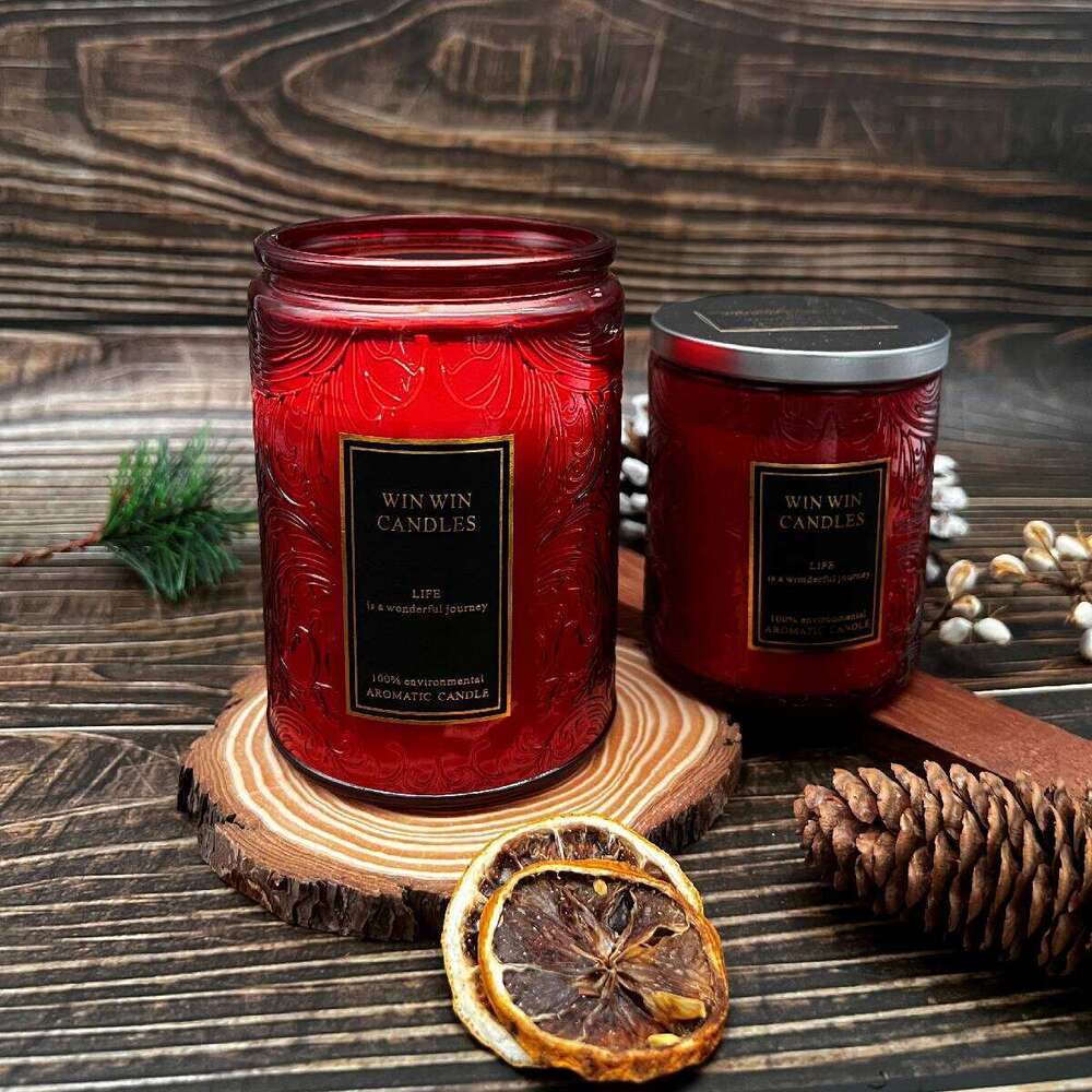 Floral Scented Lavender/Velvet Rose Embosse Jar Home Indoor Fragrance Candle Glass 40-90Hours W260304 W260305