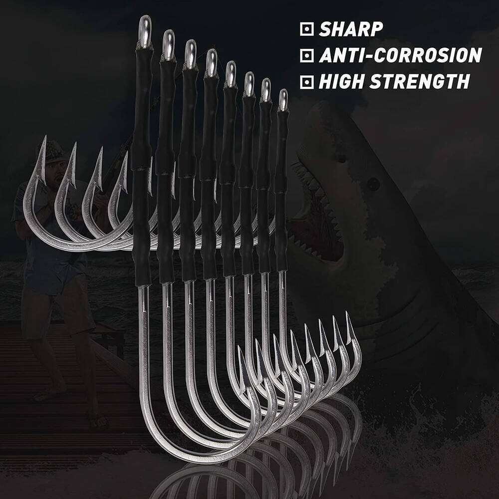 2Pcs Big game jig Assist Saltwater Trolling Live bait Fishing Hooks for Shark Tuna Marlin Wahoo Large fishhooks S260305