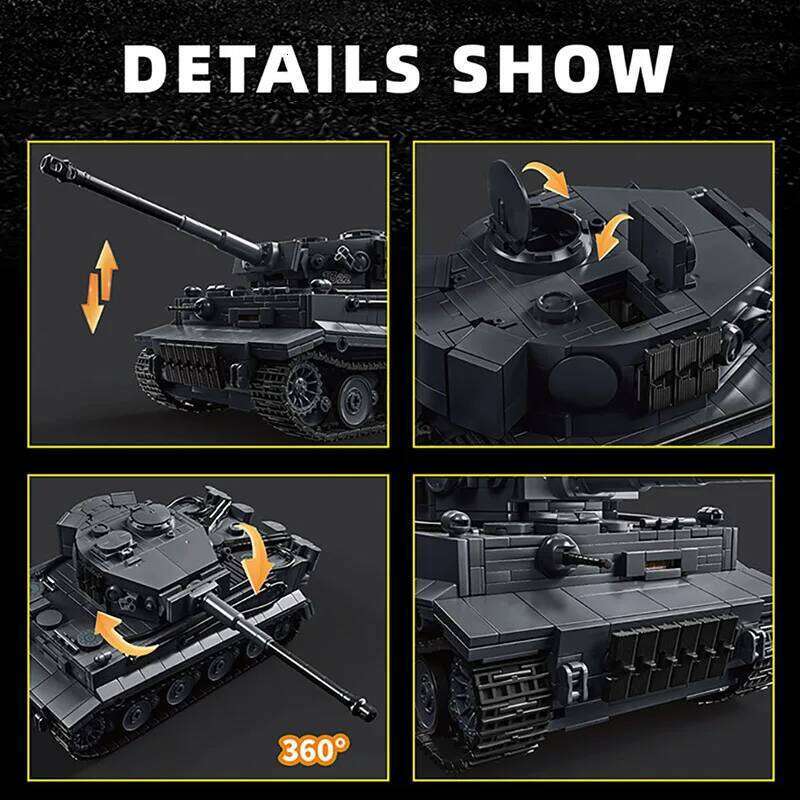 WW2 Military 1/28 Scale Franz Staudegger Heavy Tank Building Blocks Set War World 2 Tiger Tanks Model Toys For Boys Gifts Z260306