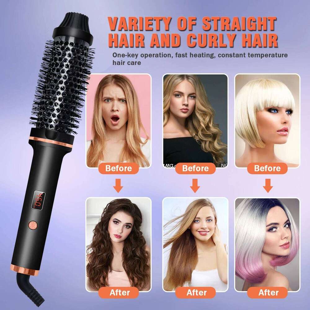 3 In 1 Ionic Curler Straightener Professional Curling Iron Heated Styling Anti-Scald Hair Comb Brush Curl Wand 26Y0306