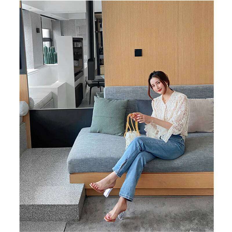 Women PVC Jelly Crystal Chunky Heel Transparent Sandals Fashion Sexy Summer High Heels Sandalias Female Pumps Zapatillas Mujer