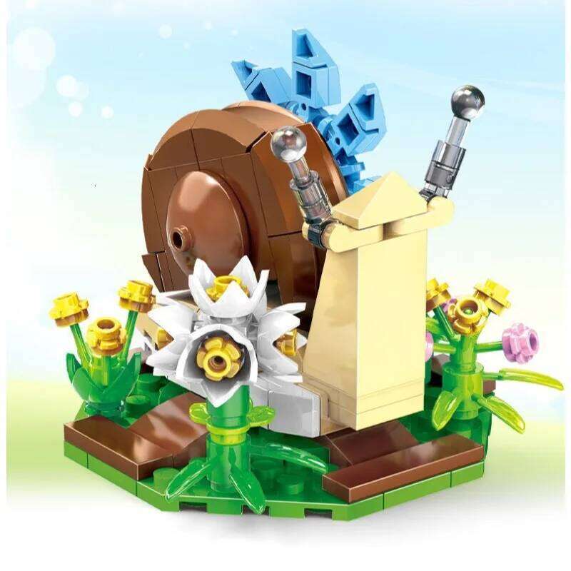 Children's Building Block Toy Simulated Snail Mantis Bee Butterfly Flowers Plants Insects Series Puzzle Set Decoration Gift Z260305