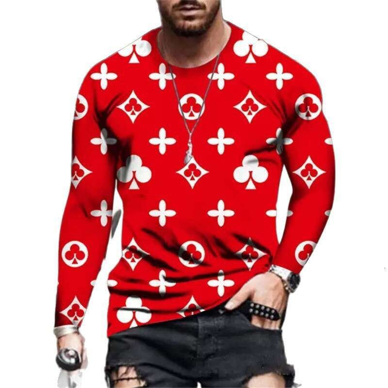 Autumn New Casual Long Sleeve Round Neck 3D Printed Fashion Pullover T-Shirt Men's One-Piece Dropshipping