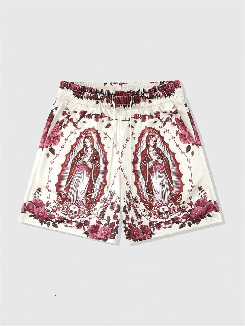Fashion Virgin Mary Graphic Short Pants For Men Summer Trend Vacation 3D Printed Beach Shorts Cool Streetwear Loose Swim Trunks X260306