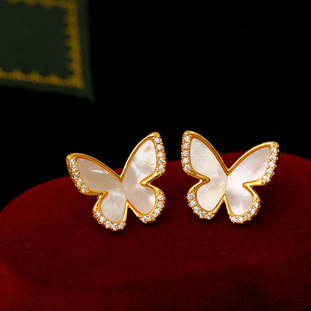 Butterfly Shell Zircon Elegant Earrings 2024 New Popular Model High-end Earrings
