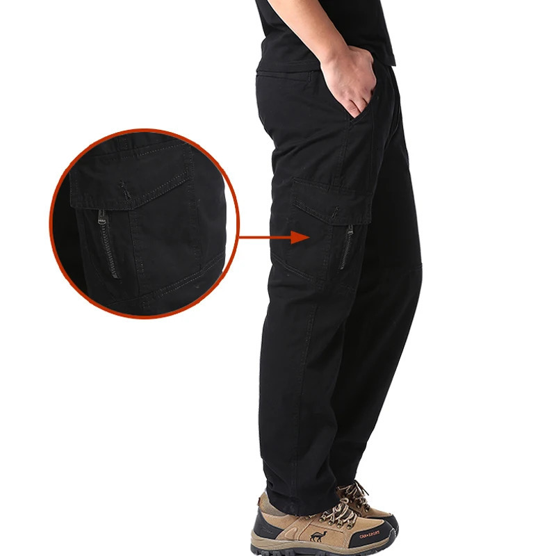 High Quality Mens Cotton Cargo Pants Casual Multiple Pocket Tacitcal Pants Spring Autumn Outdoor Camping Hiking Work Pants 260304