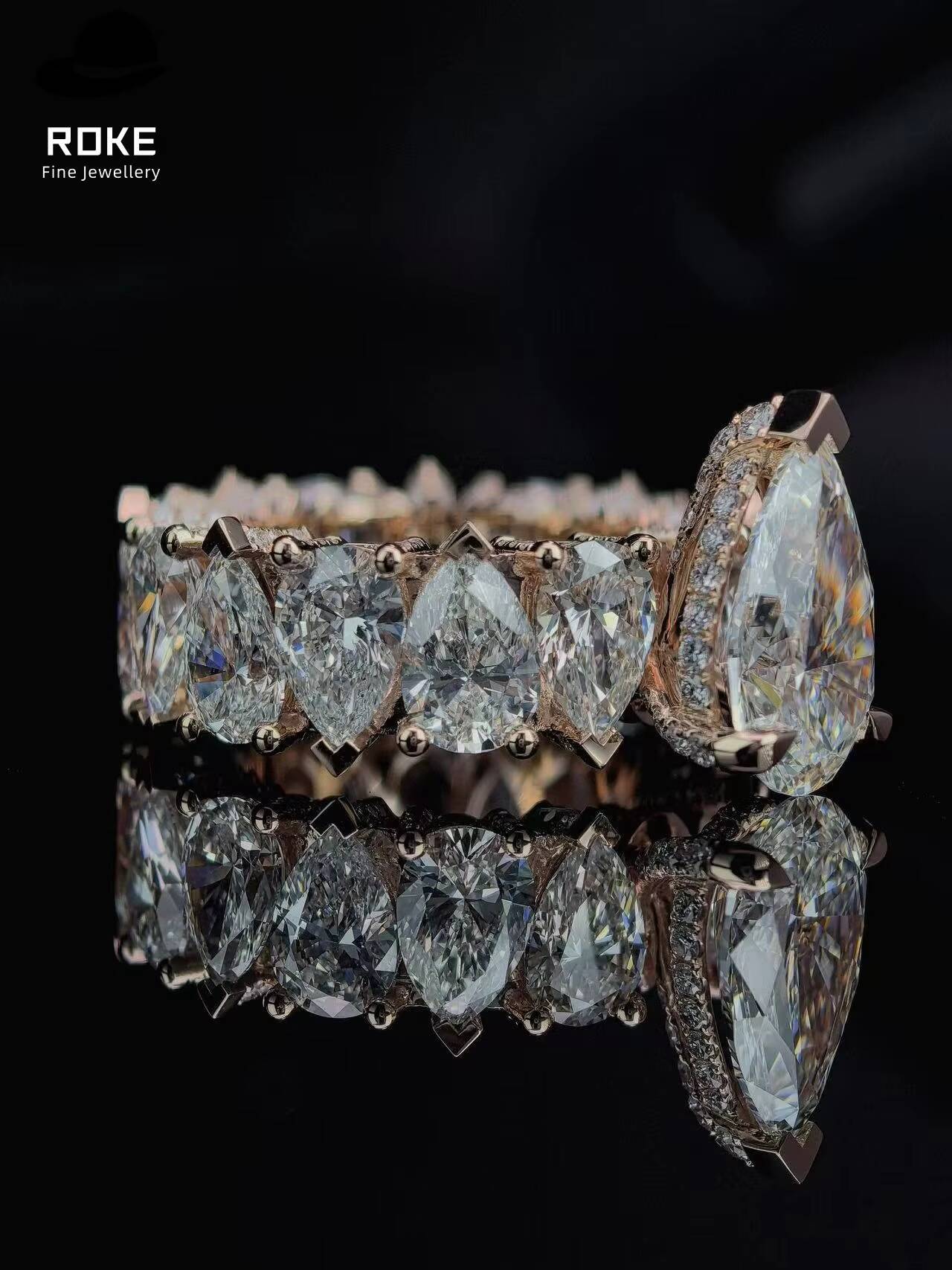 Custom Icy D Color VVS Teardrop Lab Diamond Ring 9K-18K Gold/Platinum - IGI/GIA Certified Hip Hop Engagement Jewelry