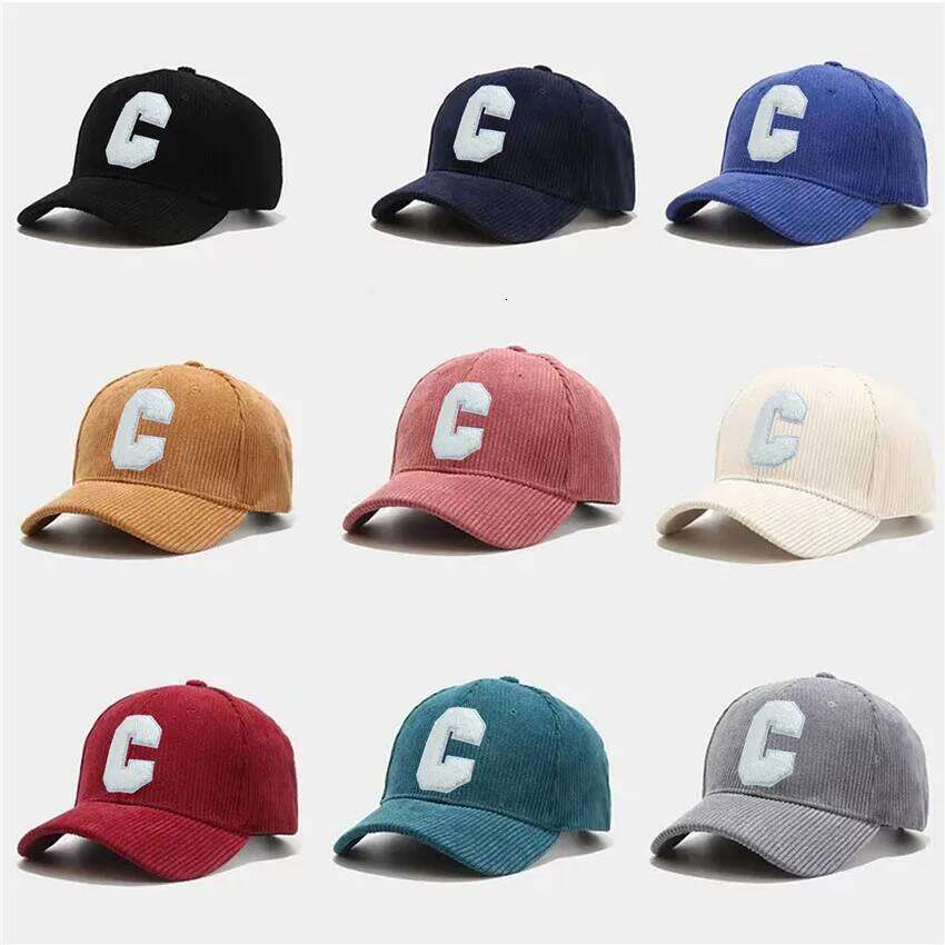 New Corduroy Baseball Ladirs Fashion C Letter Snapback Hat Adjustable Casual Hip Hop Cap Men Outdoor fishing jogging Y260304