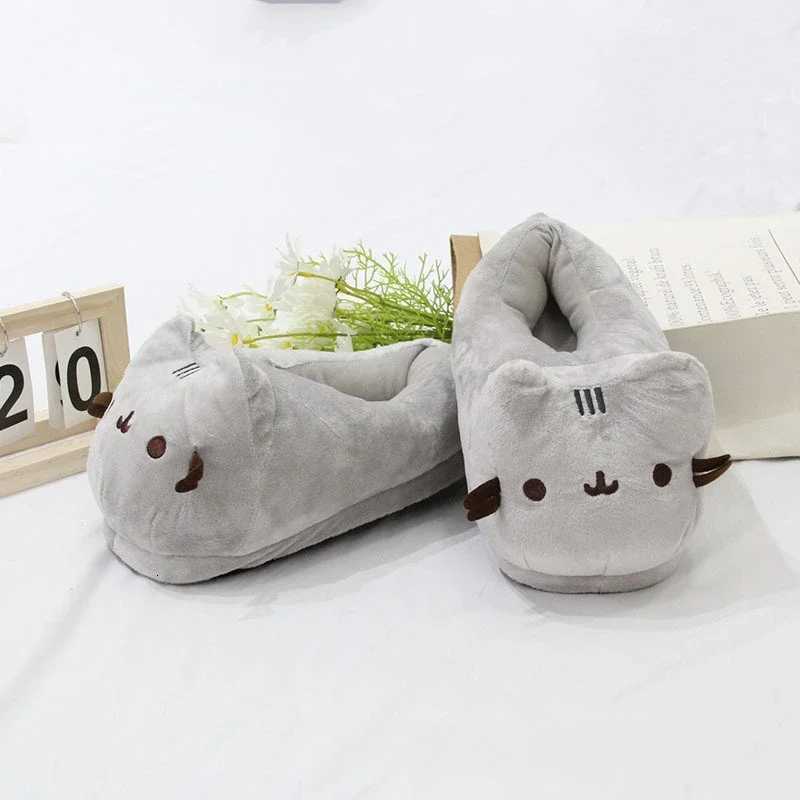 Cartoon Full Covered Cat Slippers Warm Winter Slides Soft Plush Doll Indoor Cute Anime Bedroom Shoes For Man Woman Home Use S260305NRKS