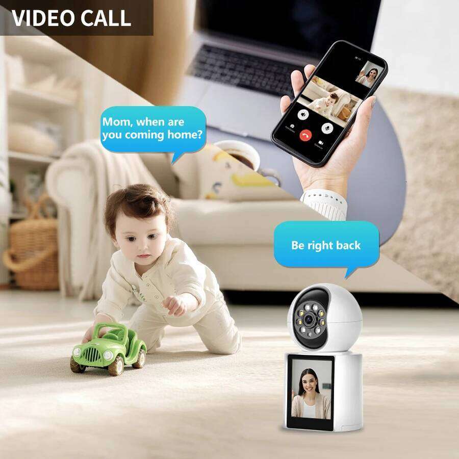 2MP wireless WIFI video camera baby safety protection monitor 2.8-inch screen button call PTZ human shape detection ICSEE 26W0306