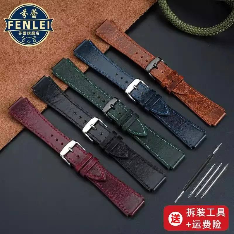Retro Genuine Leather Watchband For AE1200 AE1300 A158W/A168 W-216H Vintage Watch Strap convex mouth Mens Bracelet 18MM 260304