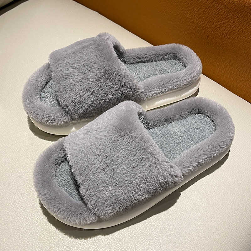 Thick Sole Furry Slippers for Women Outdoor Wear Autumn Winter Trendy Ins Style Internet Celebrity 2024 New Soft Furry Half Cotton Slippers Spring Sum