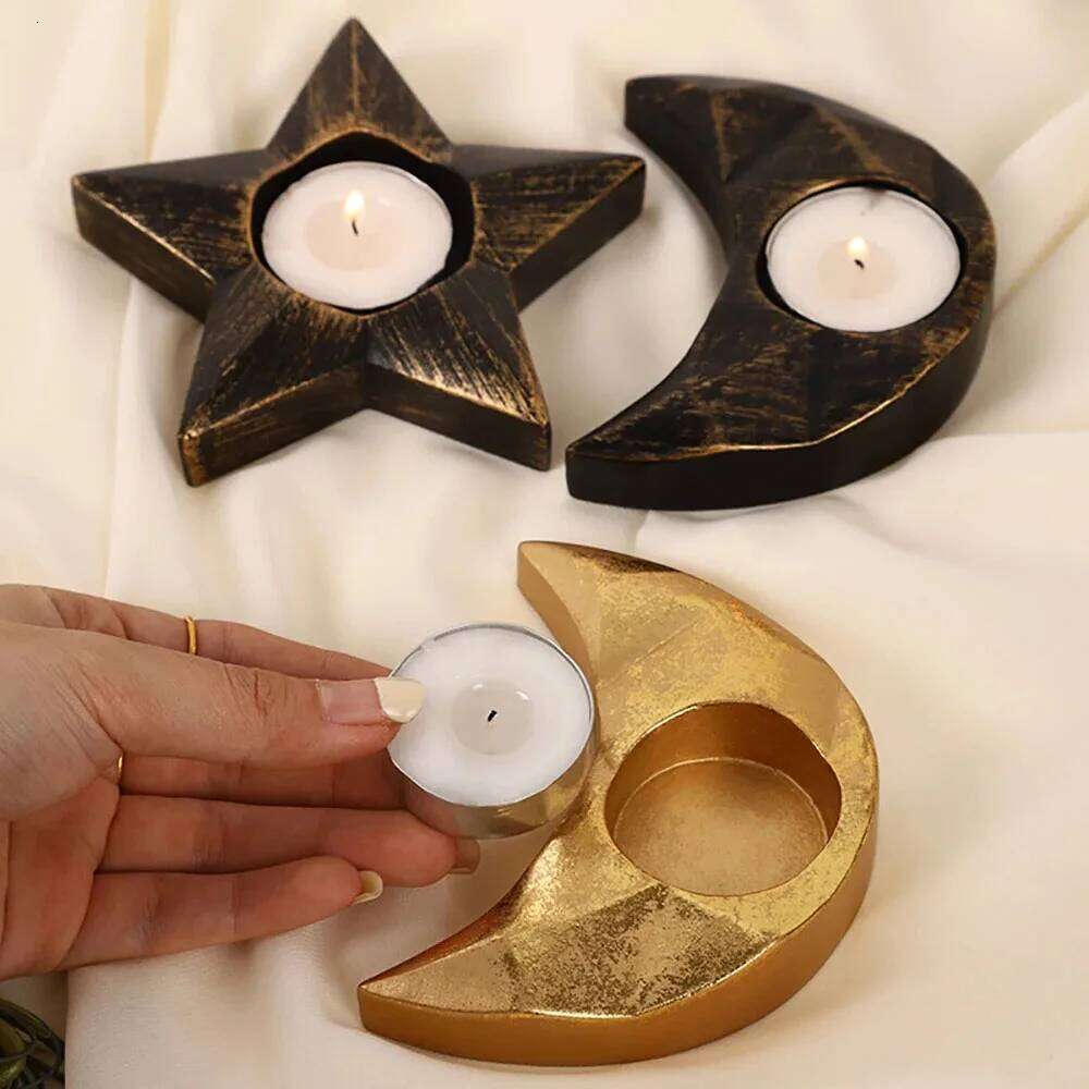 Five pointed Aromatherapy Candlestick Imitation Old Moon Star Candle Tray Home Atmosphere Decoration Props Crafts Ornaments XJ260305