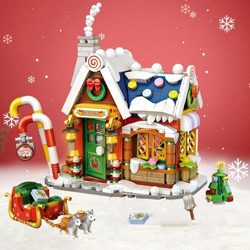 Creative Christmas Model Building Block Set DIY City Street View House Assembly Ornaments Children's Toys Holiday Gifts Z260306