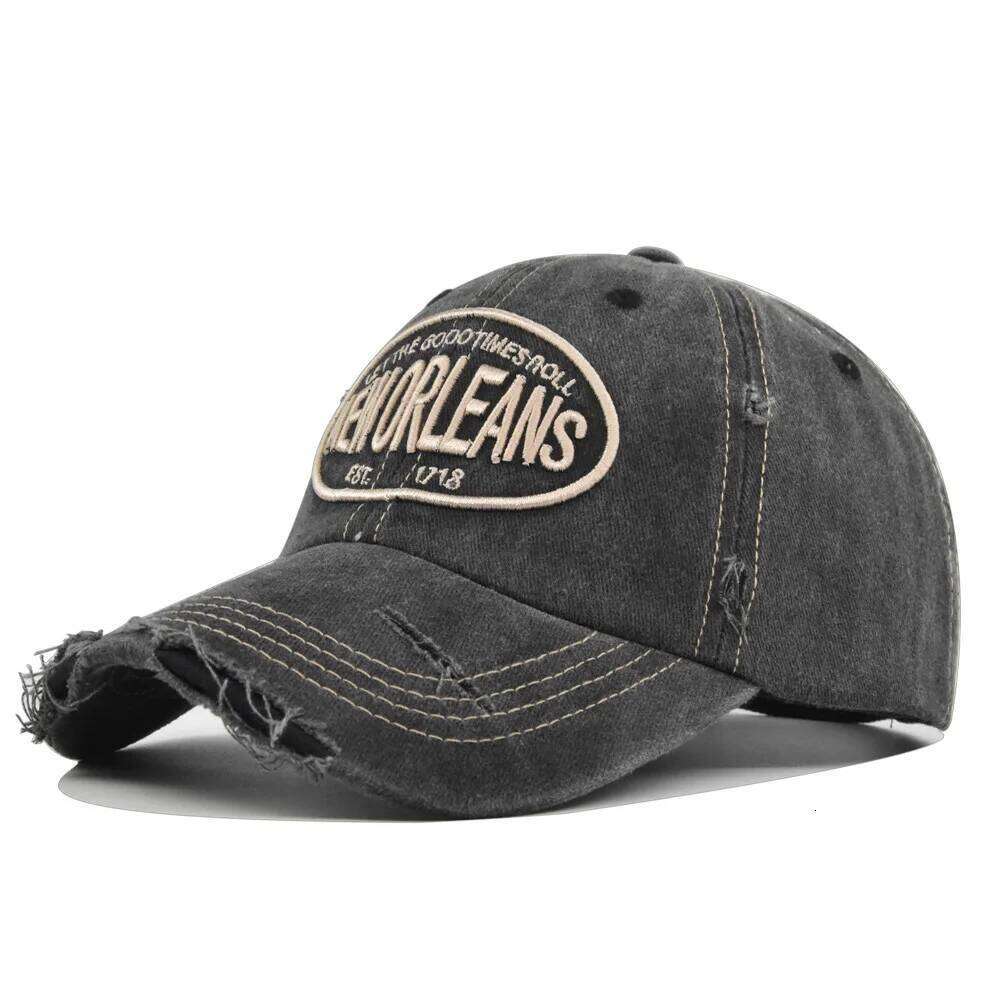 2025 Unisex Washed Cotton Baseball Cap New Orleans Embroidered Vintage Snapback Hat Men Women Streetwear Outdoor Sports Hats Y260304