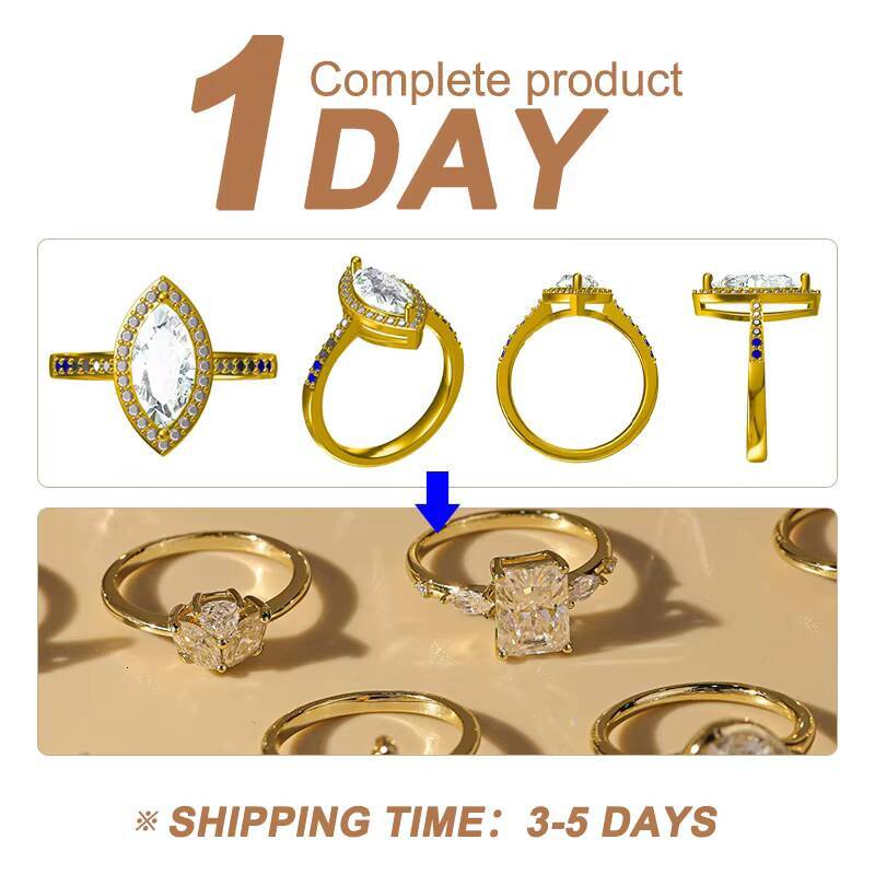 Certificate 10k 14k 18k Solid in Real Gold Moissanite Diamond Pave Side Wedding Engagement Ring Set for Women Jewelry AU750