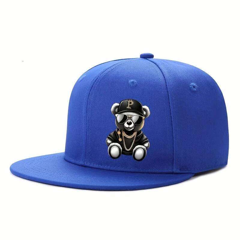 Adjustable Cartoon Bear Printed Hip Hop Baseball Cap Outdoor Sports Beach Casual Wea Fit for Men and Woment street snapback hat Y260304
