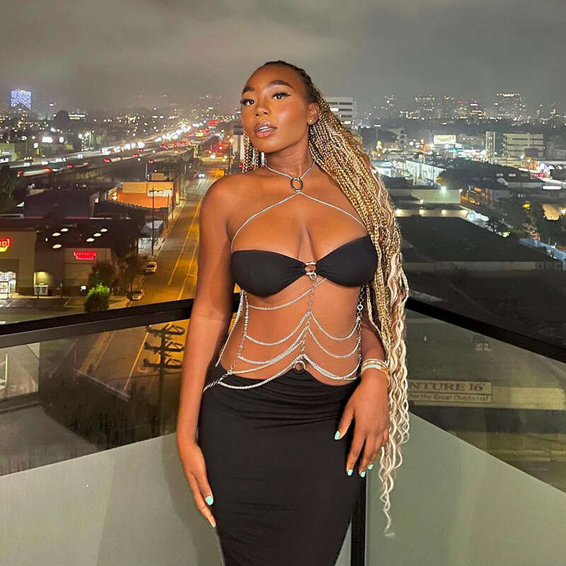 European and American 2026 Summer Hot-Selling New Metal Chain Halter Neck Strapless Hollow Out Dress Women, Wholesale for