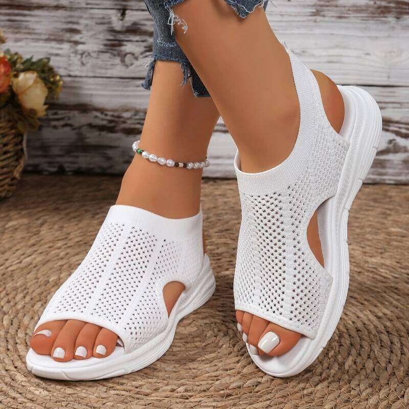 2026 Summer New Women's Trendy Open toed Sandals with Mesh Fashion Design Simple and Lightweight Casual Shoes