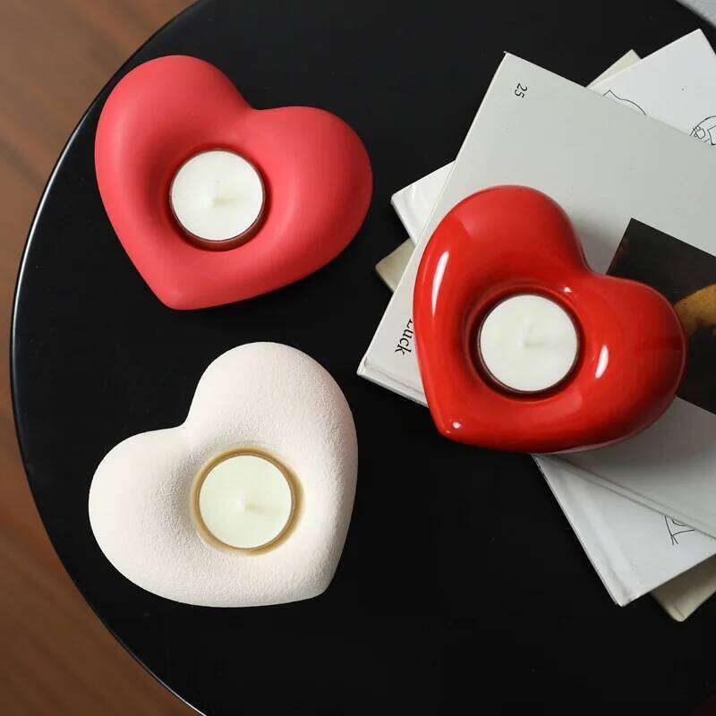 Valentine Day Gift Ceramic Red Heart Candle Holder tea light candle holder XJ260305