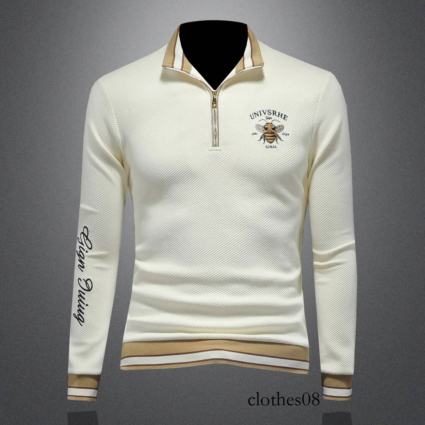 Men's Zipper Hoodie Long Sve Embroidered Sweatirt Casual Base irt Spring Autumn Trendy Brand Comfortable Cotton Fabric