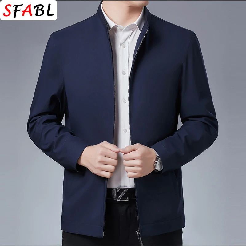 Solid Quality Mens Jacket Business Casual Blazer for Men Zipper Jacket Office Dress Coat Spring Autumn Outerwear 3XL 260306